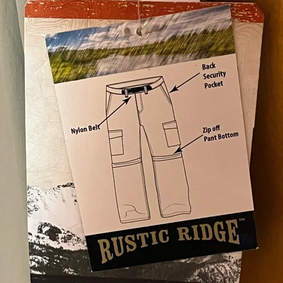 NEW Men’s Rustic Ridge Olive Green Convertible Zip-Off Hiking Cargo Pants. 2X. - Picture 16 of 16